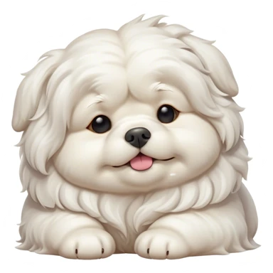 Cinematic Meme-Worthy Chubby Sleeping Wavy-Haired Maltese dog Portrait Emoji, Head resting peacefully with a contented smile, featuring a delightfully chubby build and a luxuriously soft, wavy-haired white coat, eyes shut in a serene nap, Simplified yet hilariously adorable features, highly detailed, glowing with a soft, drowsy light, high shine, relaxed and utterly lovable, stylized with an air of playful laziness, bright and endearing, soft glowing outline, capturing the essence of a comically sleepy companion, so meme-worthy it feels like it could instantly become the next viral sensation of adorable slumber! sticker
