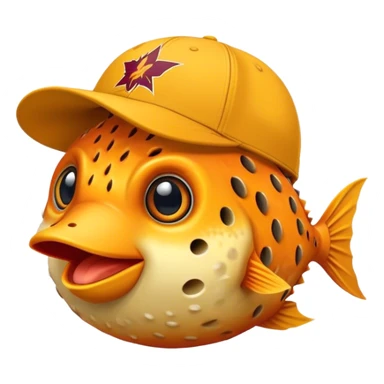 All Orange Blowfish facing forward With an Arizona State SunDevils Hat sticker
