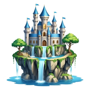 Fantasy castle on a floating island with waterfalls sticker