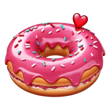 Strawberry donut with red heart sprinkles and pink crystal sprinkles  sticker