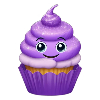 Happy purple glittery cupcake  sticker