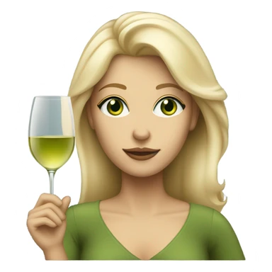 Semi blonde lady with green eyes holding white wine glass sticker
