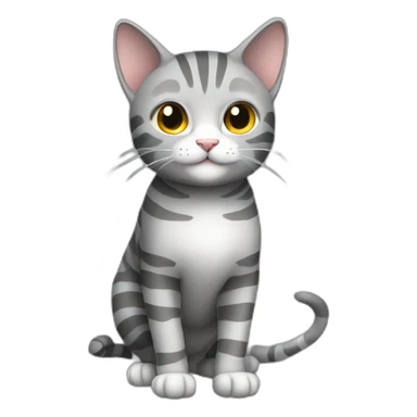 grey cat with stripes male happy full body sticker