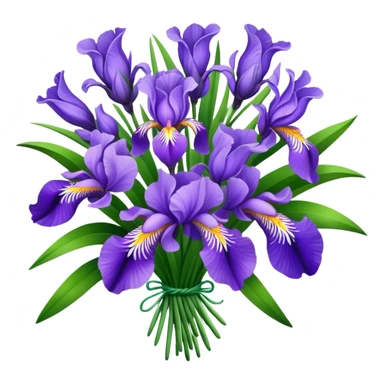 big bouquet Lavender Iris, luxuriant, leaf, bud sticker