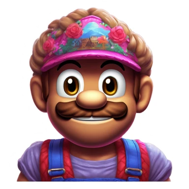 Synthwave Mario in Donkey Kong style, oil paint, epic eyes, intricate lips, exquisite pose, beautiful, desirable, logical, Midsommar  sticker