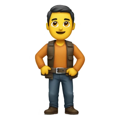 Man holding belt sticker
