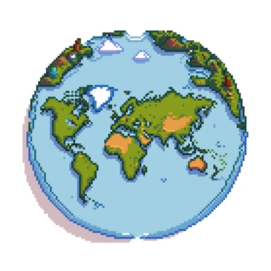 pixel art world map with a dotted route line showing travel path sticker
