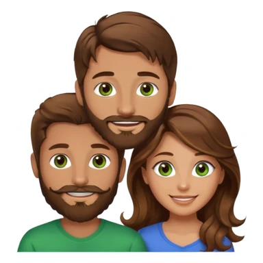 a brown hair and beard man with hazel eyes and a girl with long brown wavy hair with green eyes, togheter sticker
