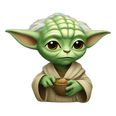 yoda with a cat sticker
