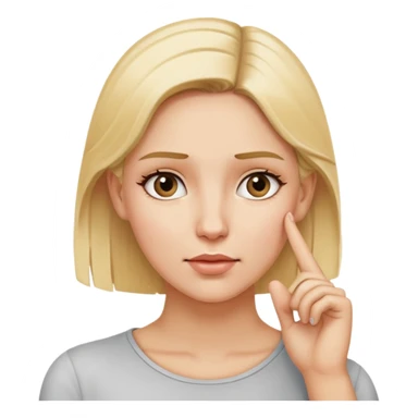 blond woman with a finger touching head above her ear to show she is thinking sticker