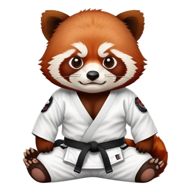 Angry Red panda wearing a jiu jitsu gi white belt sticker