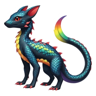 Rainbow Scaley Exotic Salandit-Aurorus-Umbreon-Fakémon-hybrid-creature (full body), 4 legs sticker