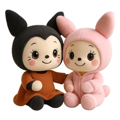 Remove the background, keep only Kuromi and My Melody, photorealistic style, preserve all details, transparent background. sticker