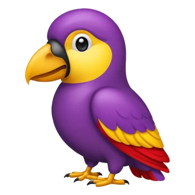 emoji de papagayo morado, rojo y amarillo (sin otros colores) sticker