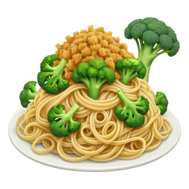 Broccoli and bread crumbs over spaghetti  sticker