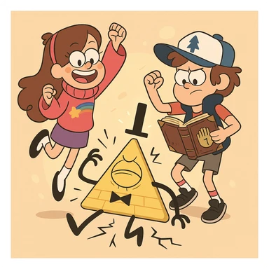 Mable and Dipper defeat Bill Cipher sticker