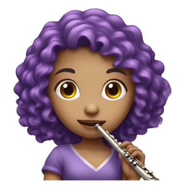 Pale Girl with purple curly hair playing flute sticker