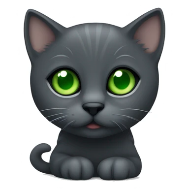 dark grey kitten with green eyes  sticker