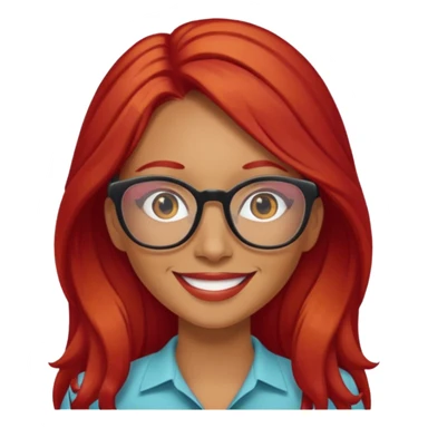 Una mujer con pelo rojo y lentes trigueña pelo largo sticker