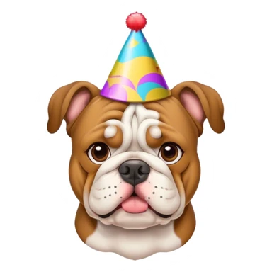 bulldog with a party hat sticker