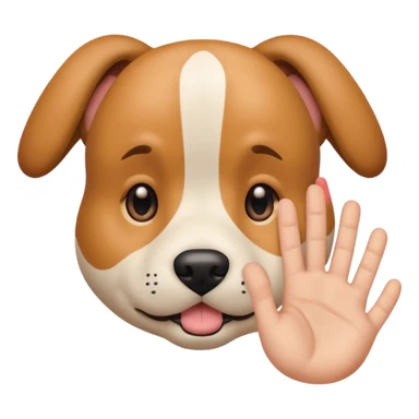 A hand making a dog face sticker