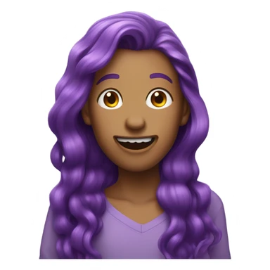person with purple hair sticking their tongue  sticker
