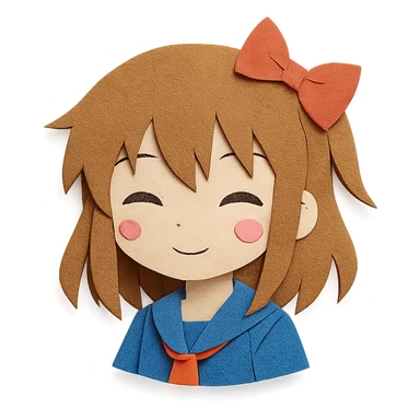 anime girl, paper craft style sticker