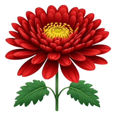 chrysanthemum flower full red sticker