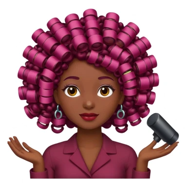 hair with burgundy hair rollers sticker