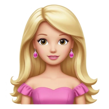 barbie, long blonde hair, pink dress sticker