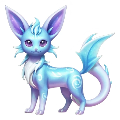 Shiny Iridescent Nebulae Espeon-Lumineon-Vaporeon-Amaura-Glaceon-Dragonair-Fakémon-hybrid-creature (full body)  sticker