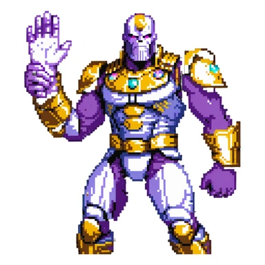 Thanos with infinity gauntlet in Squid Game setting making a power pose sticker