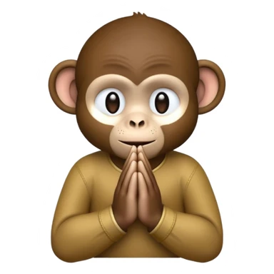 Dark monkey emoji prayer hands sticker