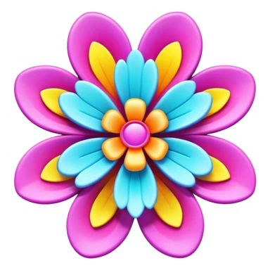 3D, ultra detailed Psychedelic colored flower power sign sticker