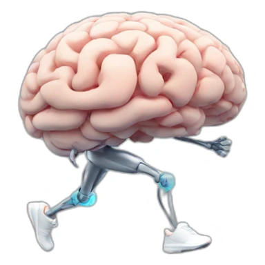 running brain ai, with legs, logo, human body sticker