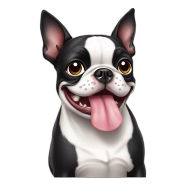 Fat och happy Boston Terrier who loves to eat sticker