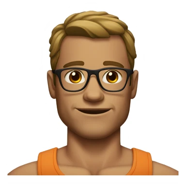 muscular man with no beard and glasses sticker