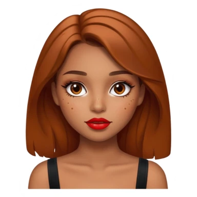 Pretty girl with caramel skin brown hair brown eyes and freckles. Wearing sexy makeup. sticker