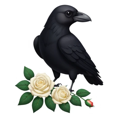 Crow with white roses sticker