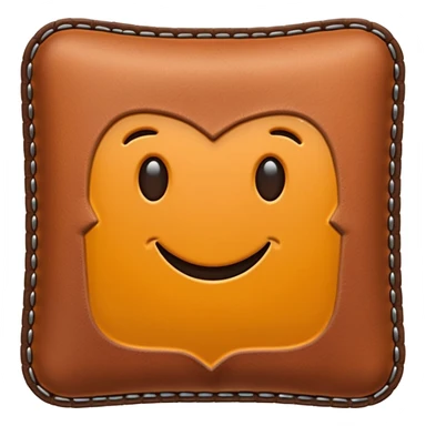 Apple-style 3D emoji of a flat rectangular piece of leather fabric, with stitched edges, soft texture but slightly shiny, representing industrial leather as material. sticker