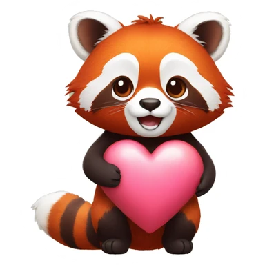 Red panda holding a heart in his hand sticker