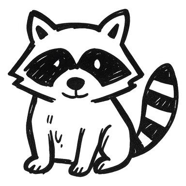 raccoon hand drawn black outline style sticker
