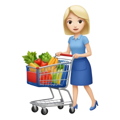 lady with shopping cart sticker
