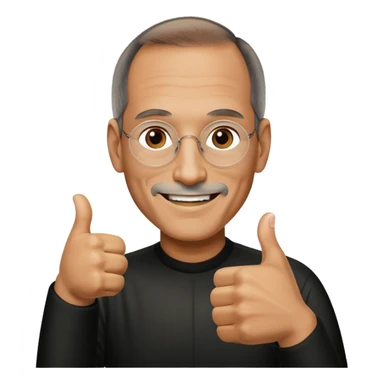 steve jobs holding up a thumbs up sticker