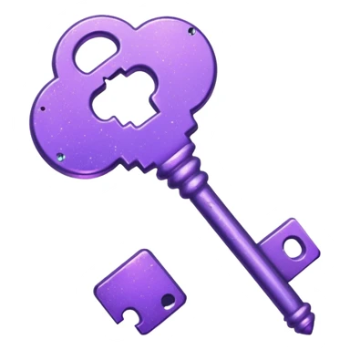 glitter purple key of castle sticker