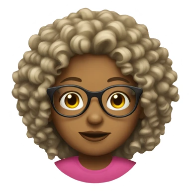 Female round glasses high curly hair sticker