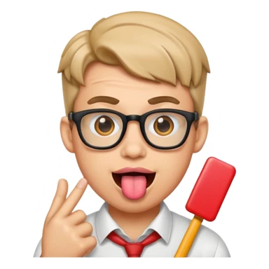 A nerd having his tounge out sticker