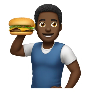 black guy eating burger  sticker