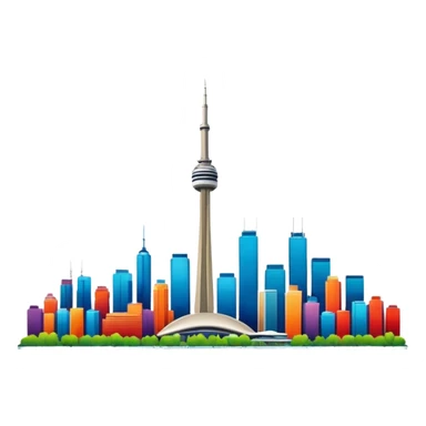 Toronto cityscape emoji with CN Tower and skyline, modern style, vibrant colors sticker