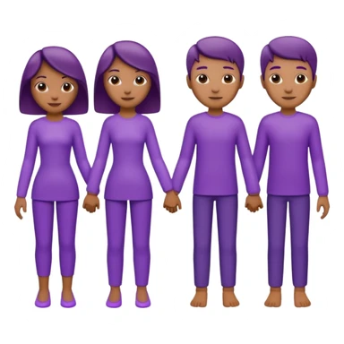 purple group without eyes and nose  holding hands sticker